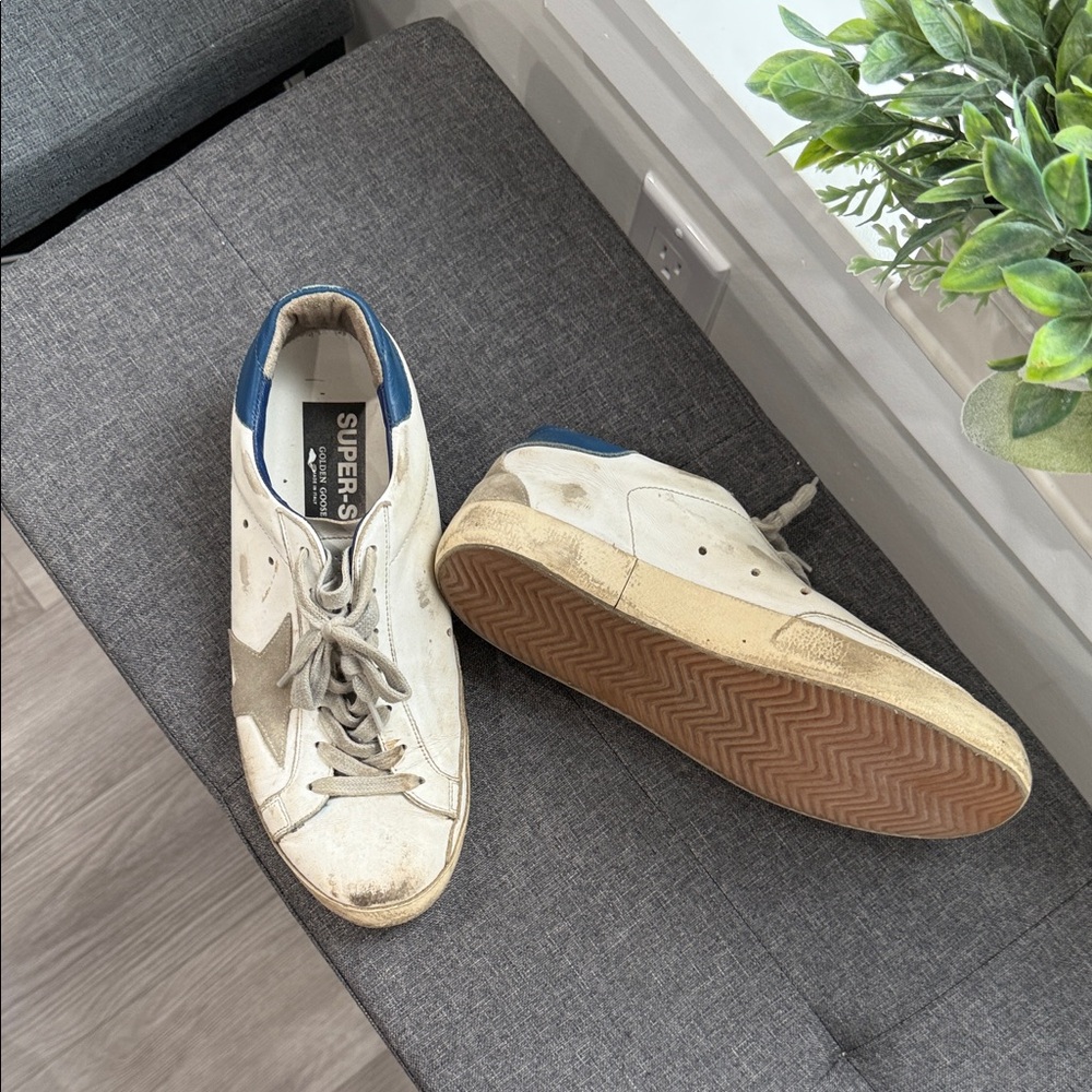 White and Blue Men's Sneakers golden goose